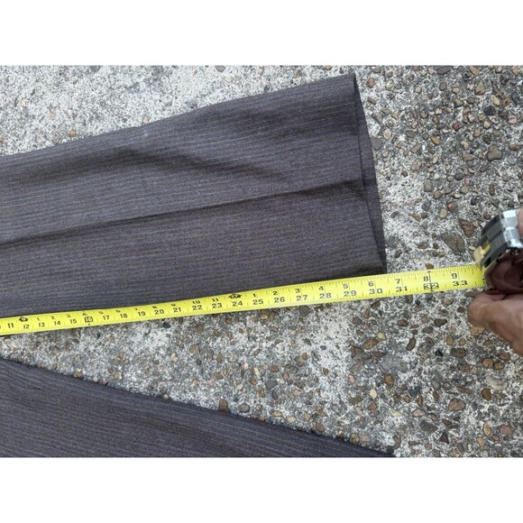 VTG 44 Ermenegildo Zegna Brown Wool Flannel Chalk Stripe Made In Italy 2 Piece - Picture 7 of 16